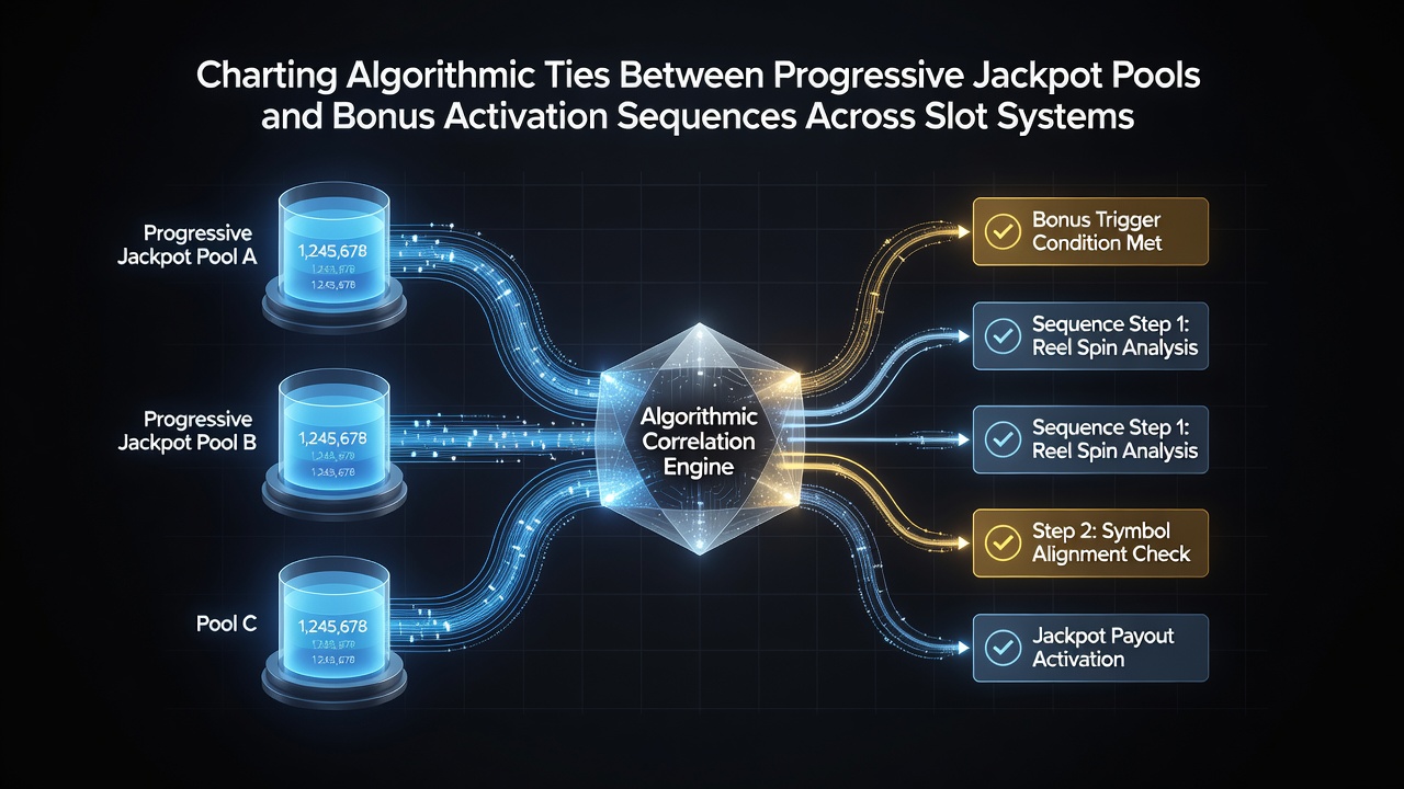 Diagram van cross-platform algoritmische patronen tussen jackpotpools en bonusactiveringen